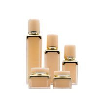 New Acrylic Rose Golden Pearl White Square Shape 30ml Airless Cosmetic Pump Bottle